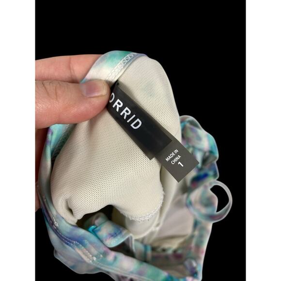 Torrid Swimsuit Size 1 / 1X 16 18 Watercolor Floral Ruffle One Piece White Blue - Picture 9 of 12